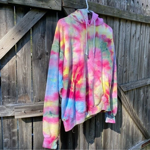 NEW Multicolored Swirl Tie Dye Unisex Hoodie Medium - Picture 3 of 5